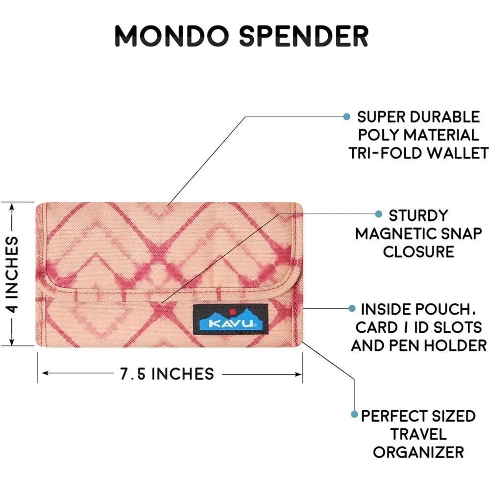 KAVU Mondo Spender Trifold Wallet Pink Tribal Boho Organizer Wallet